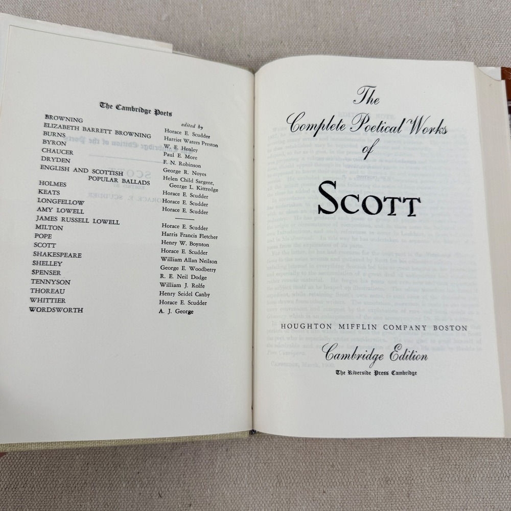 Vintage 1900 Complete Poetical Works Sir Walter Scott‎ Cambridge Edition DJ - Picture 11 of 12